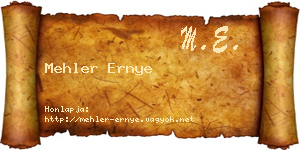 Mehler Ernye névjegykártya